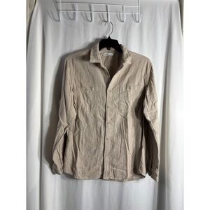SONOMA Goods For Life‎ Flannel Shirt Beige Size L Long Sleeve Button Down